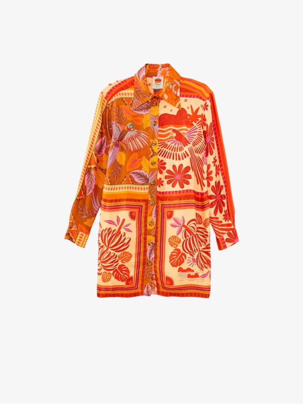 Anthropologie Tropical Farm Rio Floral Button-Down Size XL Mini Shirt Dress - Picture 6 of 11